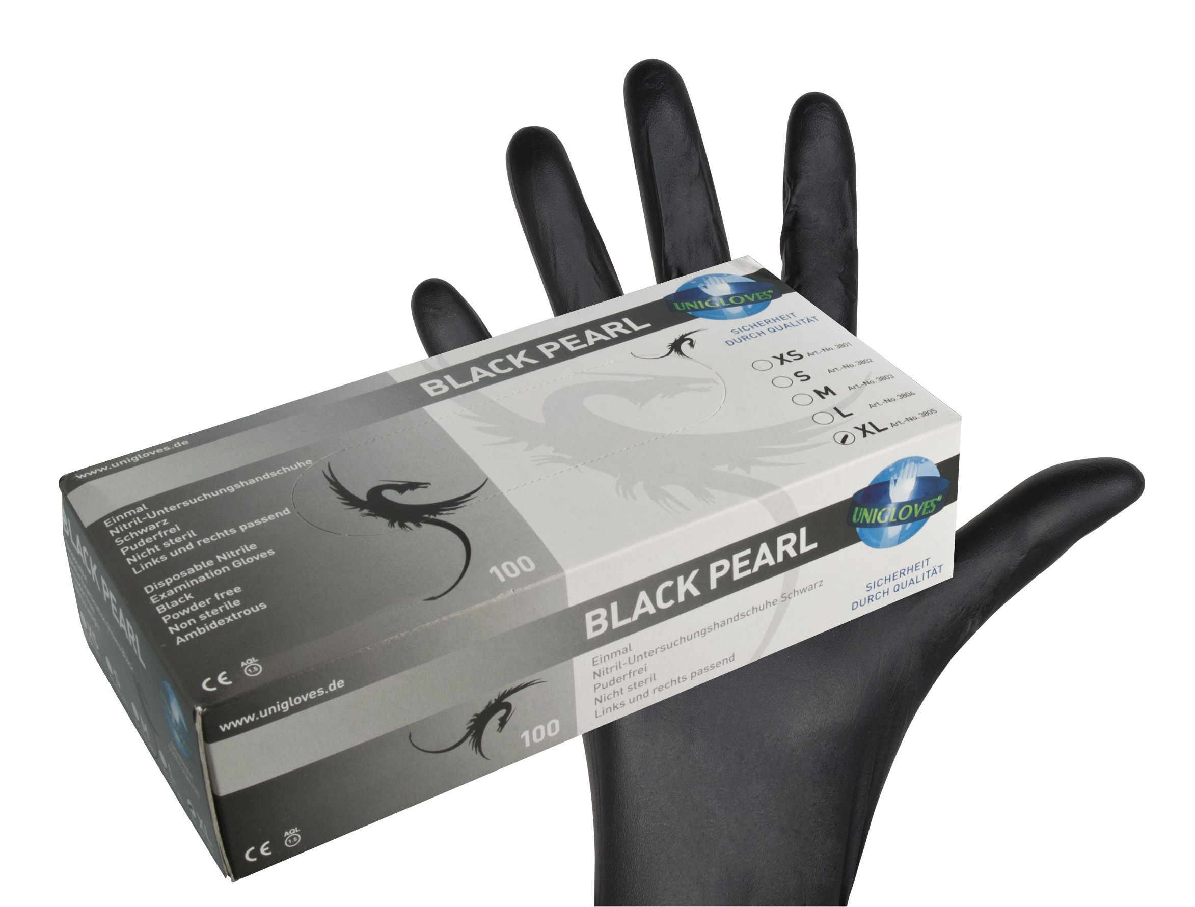 Grippaz Gripster Nitril Handschuhe – Extrem Reißfest, Mit Schuppenprägung, Größe M (schwarz)